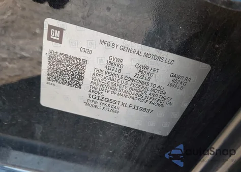 2020 Chevrolet Malibu Fwd Rs из США, поврежденный, VIN 1G1ZG5STXLF119837